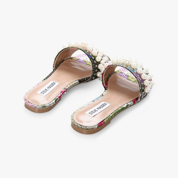 STEVE MADDEN Embellished Flat Slide Sandals - Picture 3 of 8